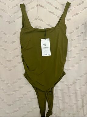 Zara Olive Green Sleeveless Bodysuit | Scoop Neck | NWT | Size Medium